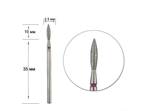 STALEX STALEKS Frez diamentowy do paznokci - płomyk 2.3/10mm FA10R023/10