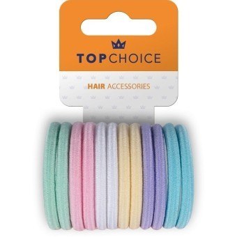 TOP CHOICE TOP CHOICE Gumki do włosów 12 sztuk - mix kolorów pastelowych