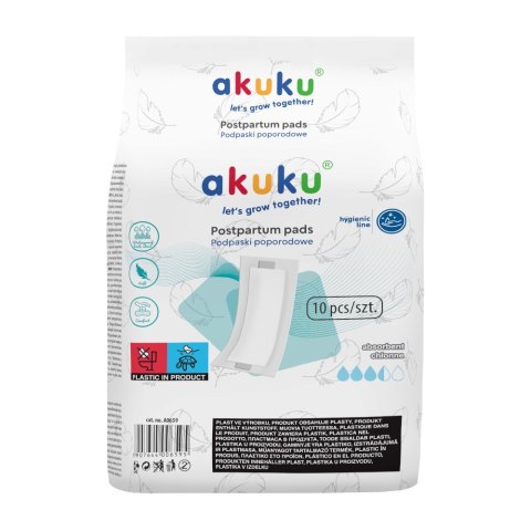 AKUKU AKUKU Podpaski chłonne poporodowe 36x14 cm (a0659) 1 op. - 10 szt