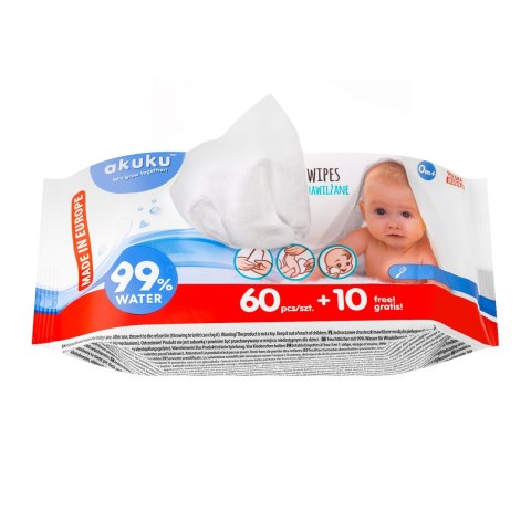 AKUKU AKUKU jednorazowe chusteczki nawilżane wodą (A0031) 70 szt