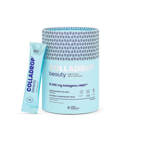 AURA HERBALS AURA HERBALS Colladrop Beauty Hydrolizowany Kolagen morski 10000 mg typu I i III - Ananas (30 saszetek)