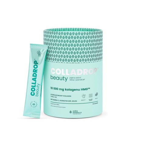 AURA HERBALS AURA HERBALS Colladrop Beauty Hydrolizowany Kolagen morski 10000 mg typu I i III - Mojito (30 saszetek)