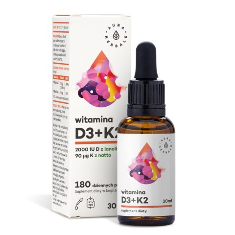 AURA HERBALS AURA HERBALS Witamina D3 2000IU + K2 MK-7 30 ml