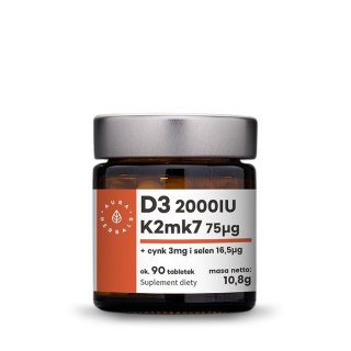 AURA HERBALS AURA HERBALS Witamina D3 2000IU + K2MK7 + Cynk + Selen 90 tabletek