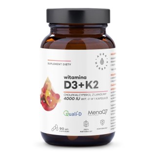 AURA HERBALS AURA HERBALS Witamina D3 4000 IU + K2 90 kapsułek