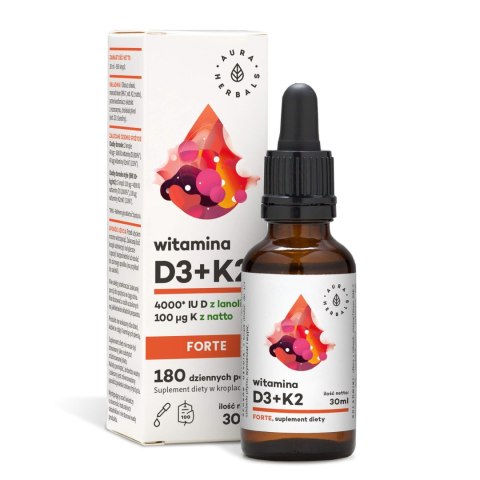 AURA HERBALS AURA HERBALS Witamina D3 4000 IU + K2 forte krople 30 ml