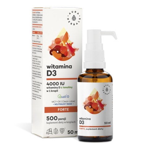 AURA HERBALS AURA HERBALS Witamina D3 4000 IU z MCT krople 50 ml