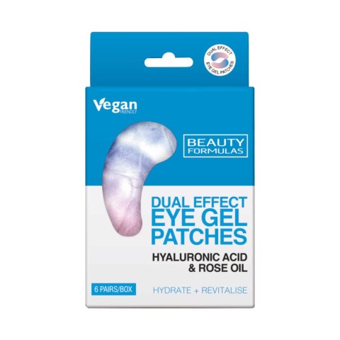 BEAUTY FORMULAS BEAUTY FORMULAS Eye Gel Patches Dual Effect Żelowe płatki pod oczy - Kwas hialuronowy + Olejek różany 6 par