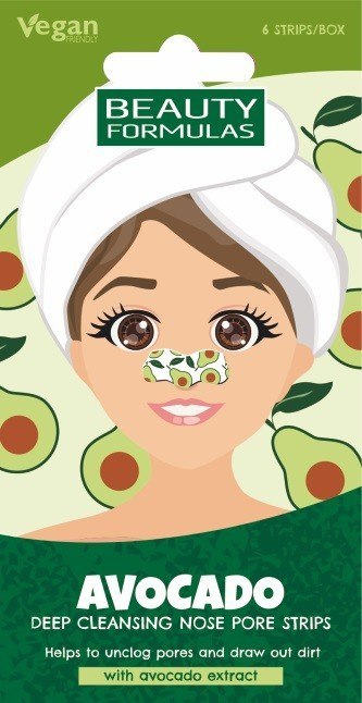 BEAUTY FORMULAS BEAUTY FORMULAS Nose Pore Strips Głęboko oczyszczające płatki na nos - Avocado 1op.-6 sztuk