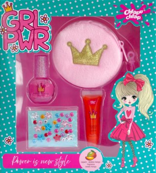 CHLAPU CHLAP CHLAPU CHLAP Girl Power II Słodkie Mango Zestaw dziecięcy z kosmetyczką,lakierem do paznokci, błyszczykiem i ozdobami