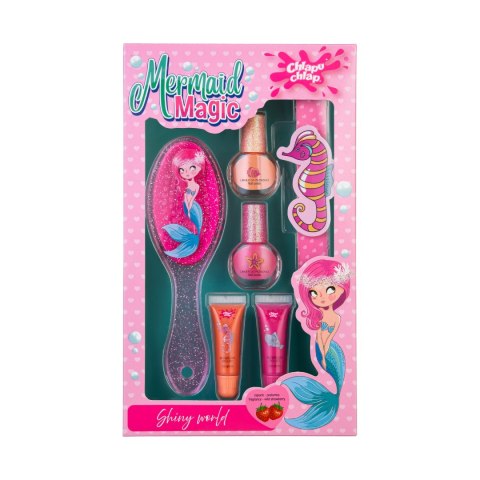 CHLAPU CHLAP CHLAPU CHLAP Mermaid Magic Zestaw dziecięcy ze szczotką, lakierami do paznokci, pilniczkiem i błyszczykami do ust