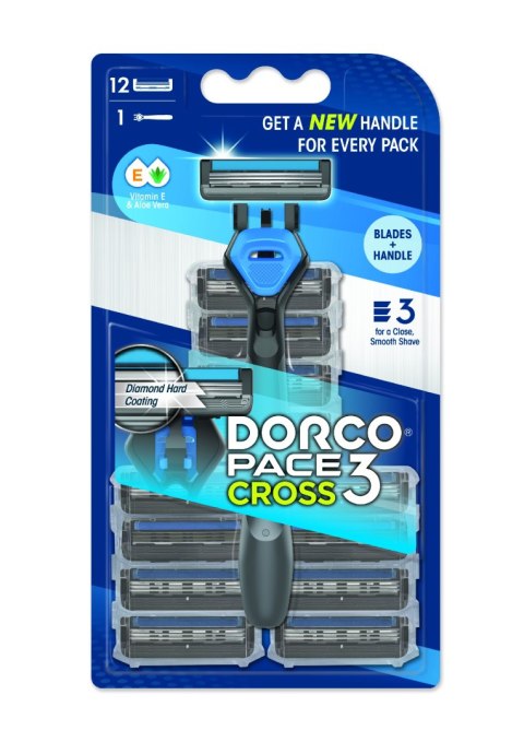 DISICLIN DORCO Maszynka do golenia Pace3 Cross Men 3 ostrza + 12 wymiennych wkładów