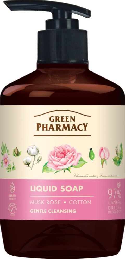 ELFA PHARM GREEN PHARMACY Mydło w płynie Róża piżmowa + Bawełna 460 ml
