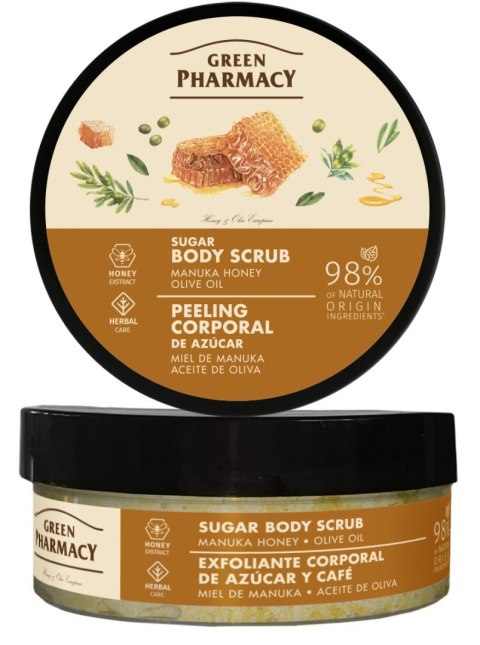 ELFA PHARM GREEN PHARMACY Peeling cukrowy do ciała Miód manuka i Oliwa z oliwek 200 ml