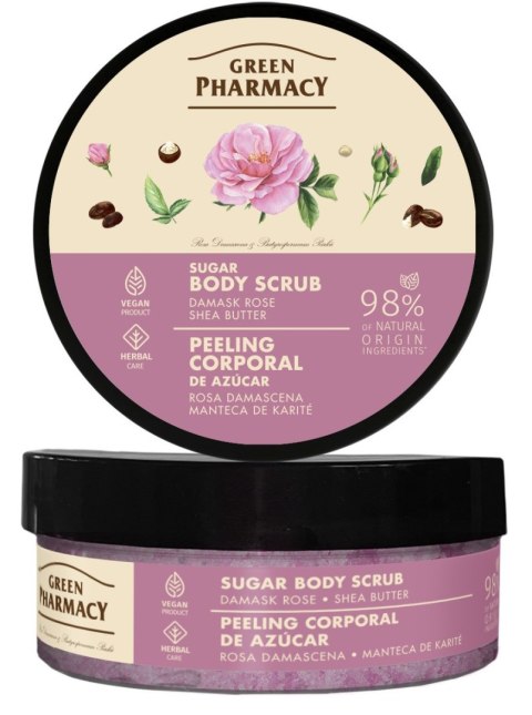ELFA PHARM GREEN PHARMACY Peeling cukrowy do ciała Róża damasceńska i Masło shea 200 ml