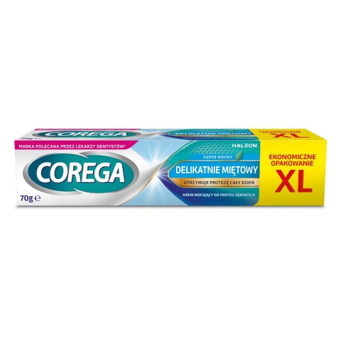 GSK COREGA Supermocny Klej mocujący do protez zębowych - delikatnie miętowy 70 g