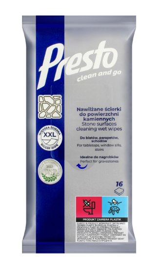 HARPER PRESTO Clean & Go Ściereczki nawilżane do powierzchni kamiennych 1 op. - 16 szt.