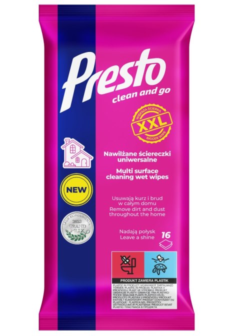 HARPER PRESTO Clean and Go Ściereczki nawilżane uniwersalne - XXL 16 szt.