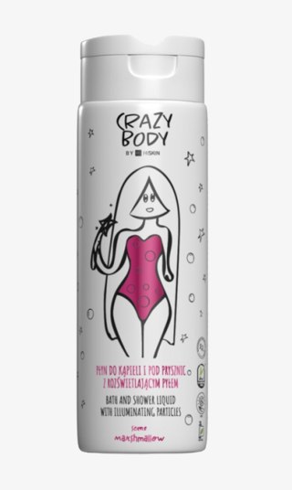 HISKIN HISKIN Crazy Body Płyn do kąpieli i pod prysznic z rozświetlającym pyłem - MARSHMALLOW 250 ml