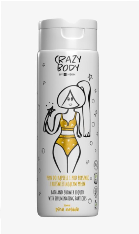 HISKIN HISKIN Crazy Body Płyn do kąpieli i pod prysznic z rozświetlającym pyłem - PINA COLADA 250 ml