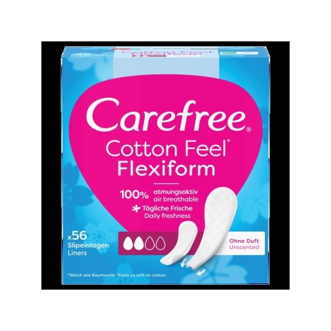 JOHNSON CAREFREE Cotton Feel Flexiform Wkładki higieniczne bezzapachowe 1 op. - 56 szt.
