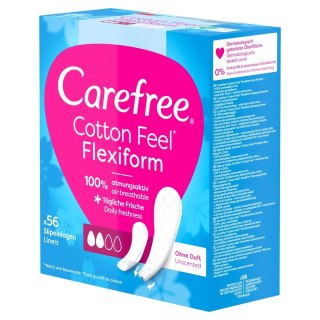 JOHNSON CAREFREE Cotton Feel Flexiform Wkładki higieniczne bezzapachowe 1 op. - 56 szt.