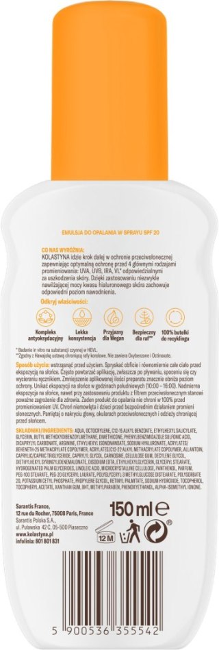 KOLASTYNA OPALANIE KOLASTYNA Ochrona i nawilżenie Emulsja do opalania w sprayu SPF20 150 ml