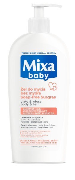 LOREAL MIXA Baby Żel do mycia ciała i włosów bez mydła 400 ml