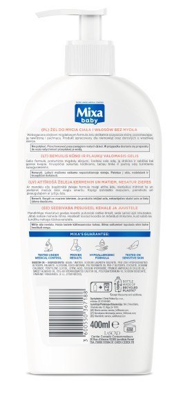 LOREAL MIXA Baby Żel do mycia ciała i włosów bez mydła 400 ml