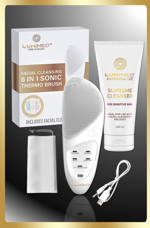 LUMINEO LUMINEO Professional Line Szczoteczka do twarzy Sonic Thermo Brush + Żel Lumineo do skóry delikatnej i wrażliwej
