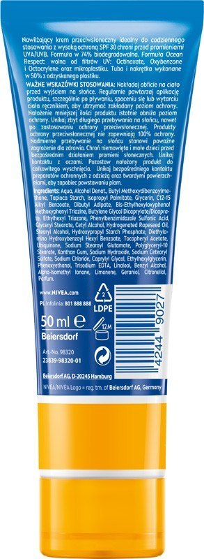 NIVEA NIVEA SUN Facial Sunscreen Lekki krem nawilżający do twarzy SPF30 50 ml