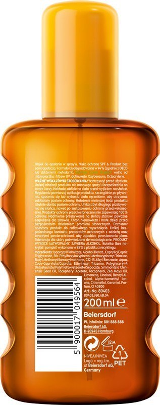 NIVEA NIVEA SUN Intense Bronze Karotenowy olejek do opalania w sprayu SPF6 200 ml