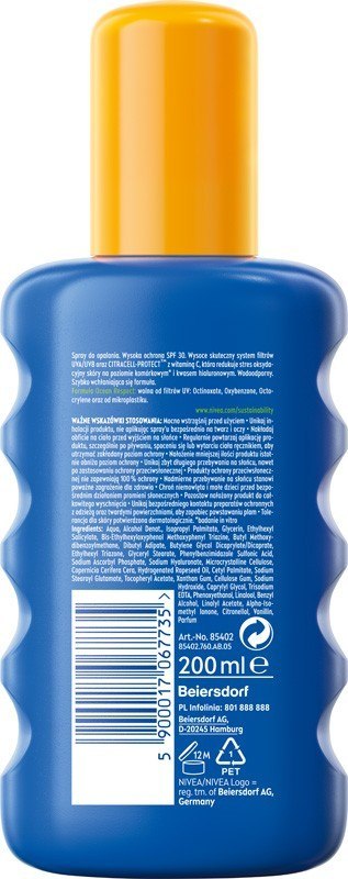 NIVEA NIVEA SUN Protect & Moisture Balsam nawilżający do opalania w sprayu SPF30 200 ml
