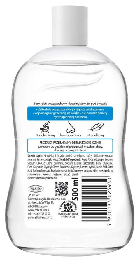 POLLENA BIAŁY JELEŃ Żel pod prysznic bezzapachowy hipoalergiczny 500 ml