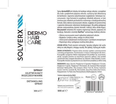 SOLVERX SOLVERX Dermo Hair Spray ułatwiajający rozczesywanie 200 ml