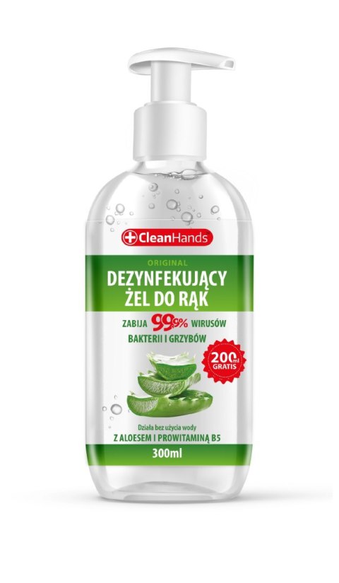 SWIT CLEANHANDS Original Antybakteryjny żel do dezynfekcji rąk z prowitaminą B5 i aloesem 300 ml