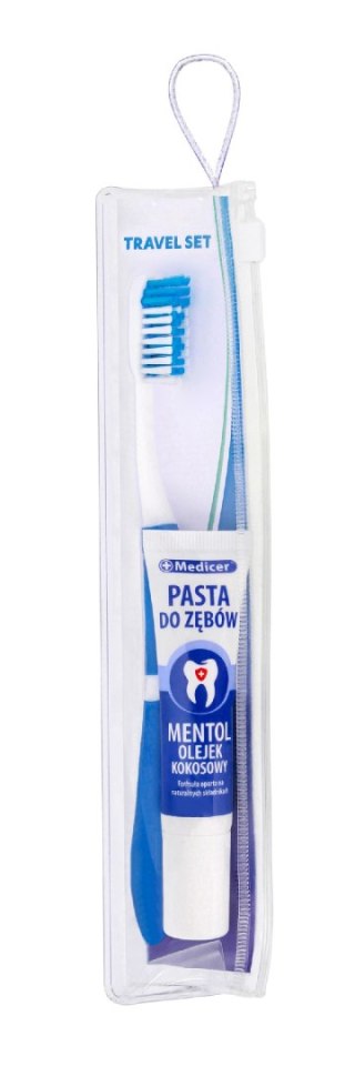 WELLBEE WELLBEE Zestaw Travel Szczoteczka do zębów dla dorosłych Medium + pasta do zębów