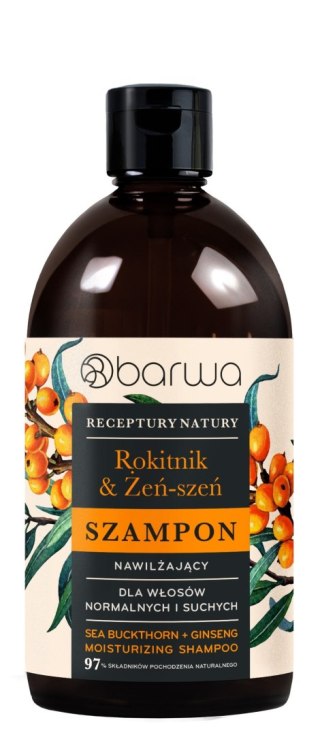 BARWA BARWA Receptury Natury Szampon nawilżający do włosów normalnych i suchych - Rokitnik & Żeń-Szeń
