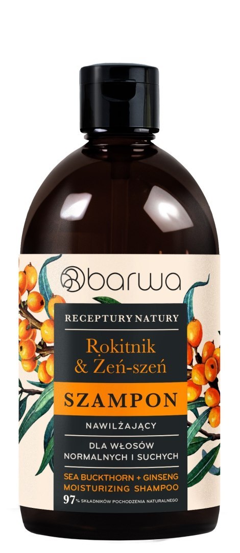 BARWA BARWA Receptury Natury Szampon nawilżający do włosów normalnych i suchych - Rokitnik & Żeń-Szeń
