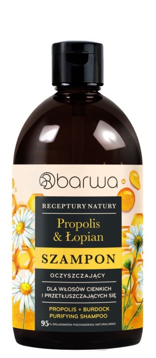 BARWA BARWA Receptury Natury Szampon oczyszczający do włosów cienkich i przetłuszczających się - Propolis & Łopian