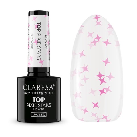 CLARESA NAILS CLARESA Top do paznokci hybrydowych No Wipe Pixie Stars 5g