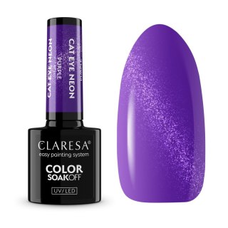 CLARESA NAILS Claresa N Lakier hybrydowy CAT EYE NEON PURPLE 5G
