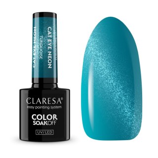 CLARESA NAILS Claresa N Lakier hybrydowy CAT EYE NEON TURQUOISE