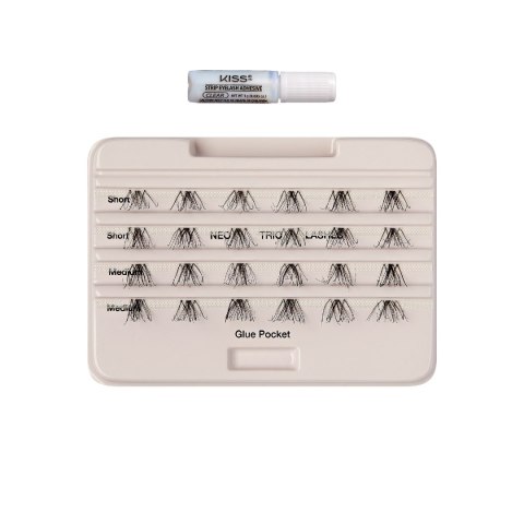 KISS KISS Sztuczne Rzęsy kępki The New Natural - Neo Trio Lashes + klej 1g